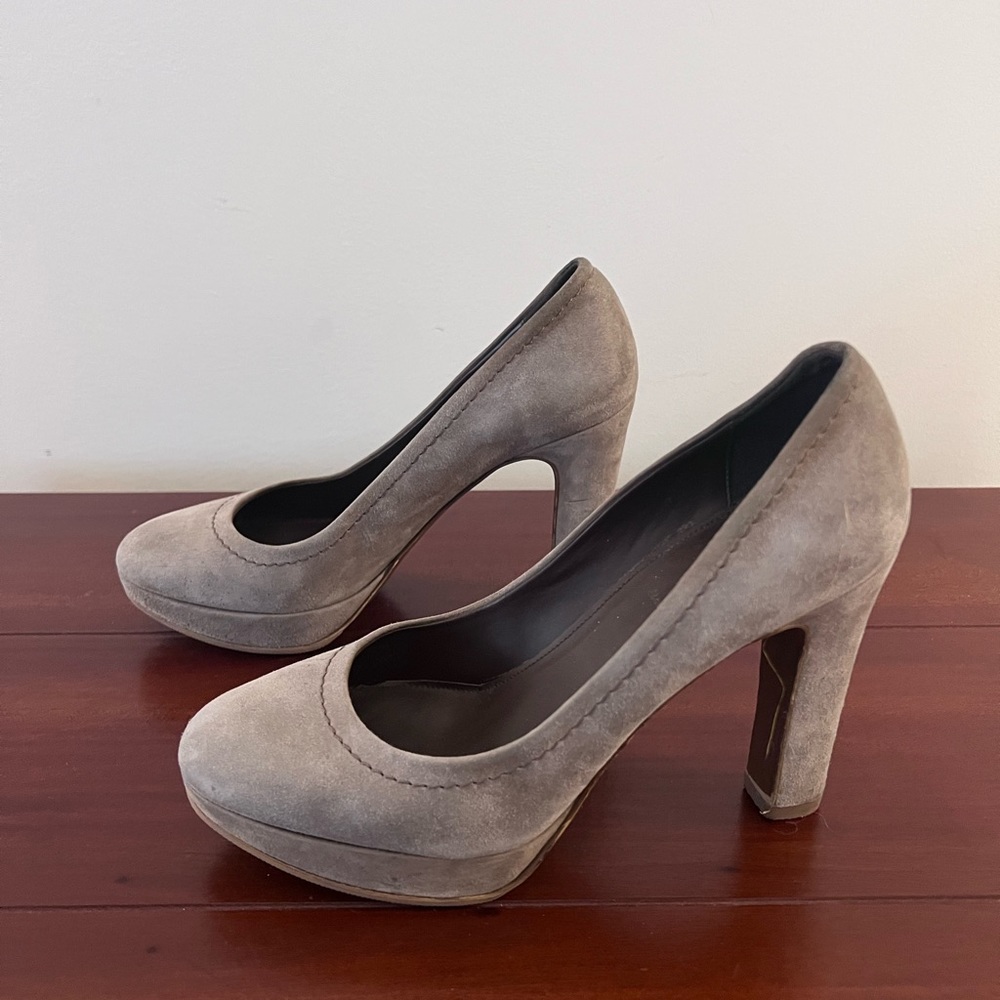 J Crew Grey Suede Platform Heels